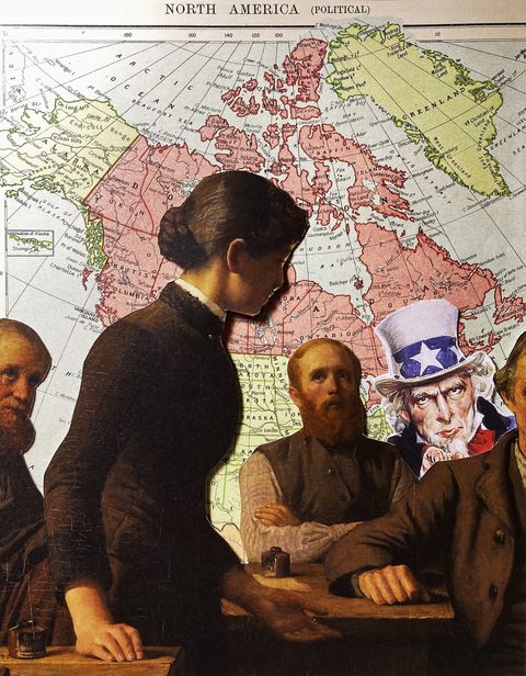 The School Trustees, hand-cut collage by Michael Strangelove